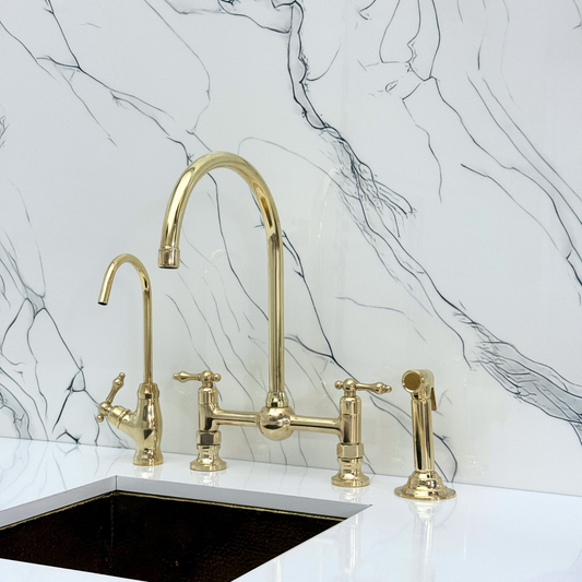 Unlacquered Brass Bridge Faucet with Lever Handles - Somerset