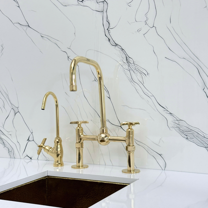 Unlacquered Brass Bridge Faucet with Cross Handles
