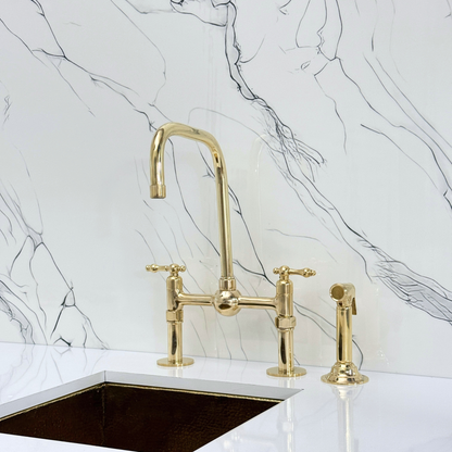 Unlacquered Brass Bridge Faucet with Lever Handles