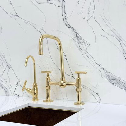 Unlacquered Brass Bridge Faucet with Lever Handles