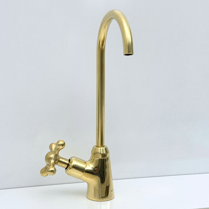 Unlacquered Brass Cold-Water Faucet with Cross Handles