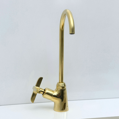 Unlacquered Brass Cold-Water Faucet with Cross Handles