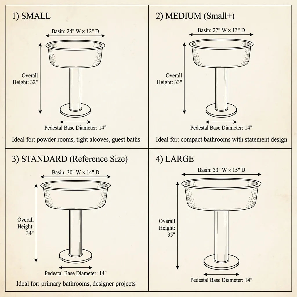 Handmade Hammered Unlacquered Brass Pedestal Sink – Wall-Mounted Vintage Bathroom Basin