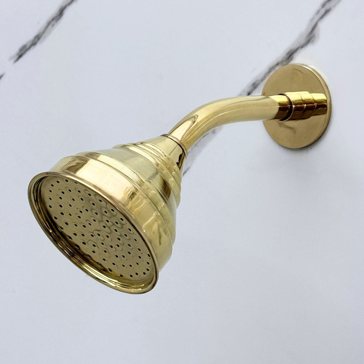 Unlacquered Brass Round Rain Shower Head with Short Arm