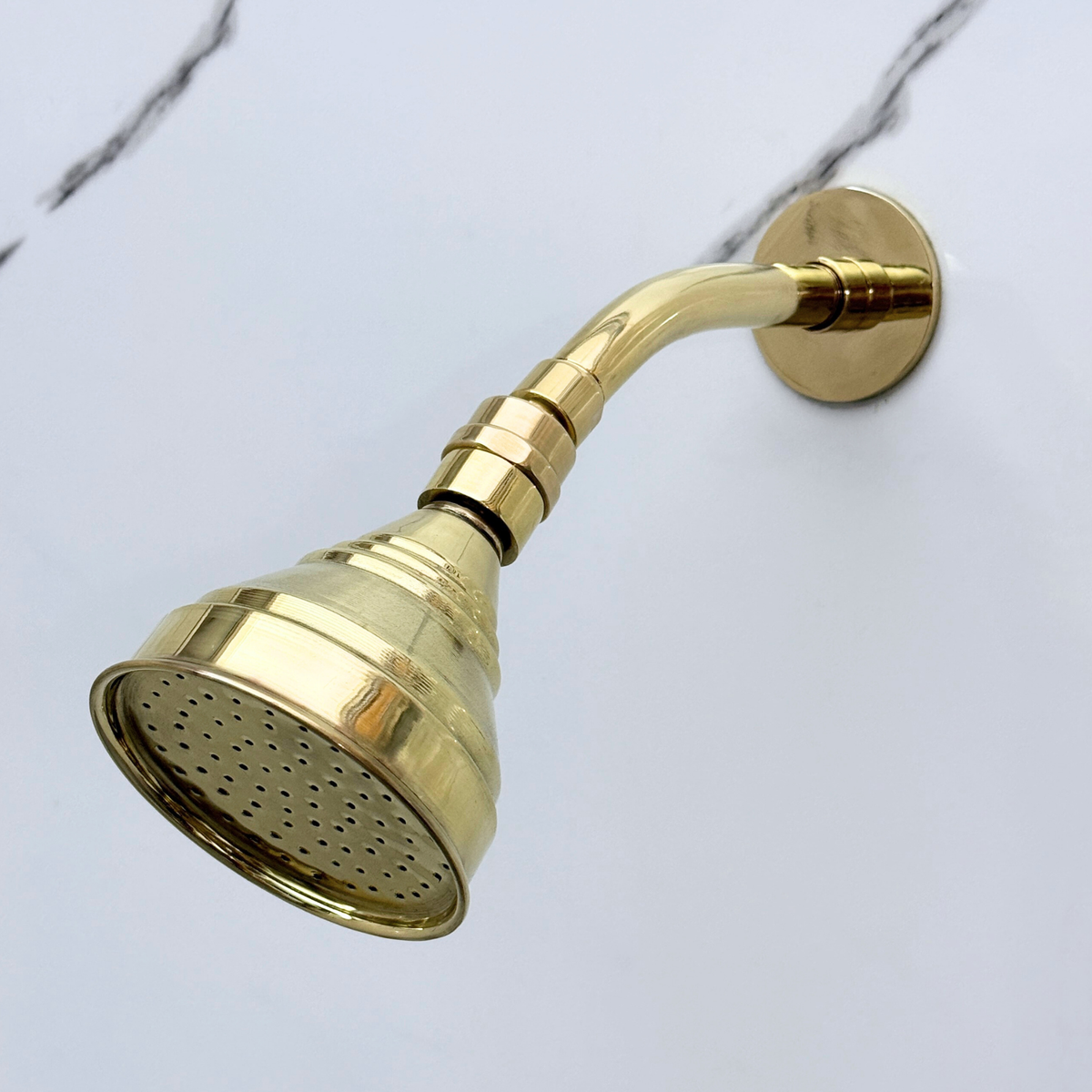 Unlacquered Brass Round Rain Shower Head with Short Arm