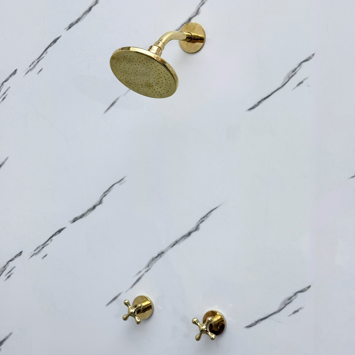 Unlacquered Brass Adjustable Flat Round Rain Shower System