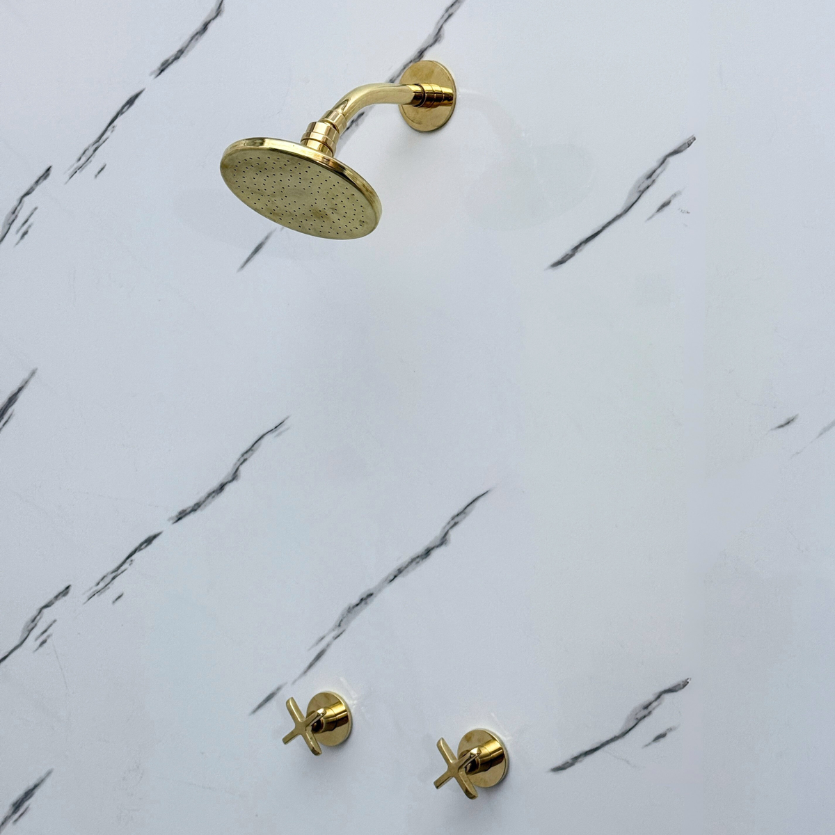 Unlacquered Brass Adjustable Flat Round Rain Shower System