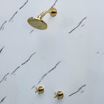Unlacquered Brass Adjustable Flat Round Rain Shower System