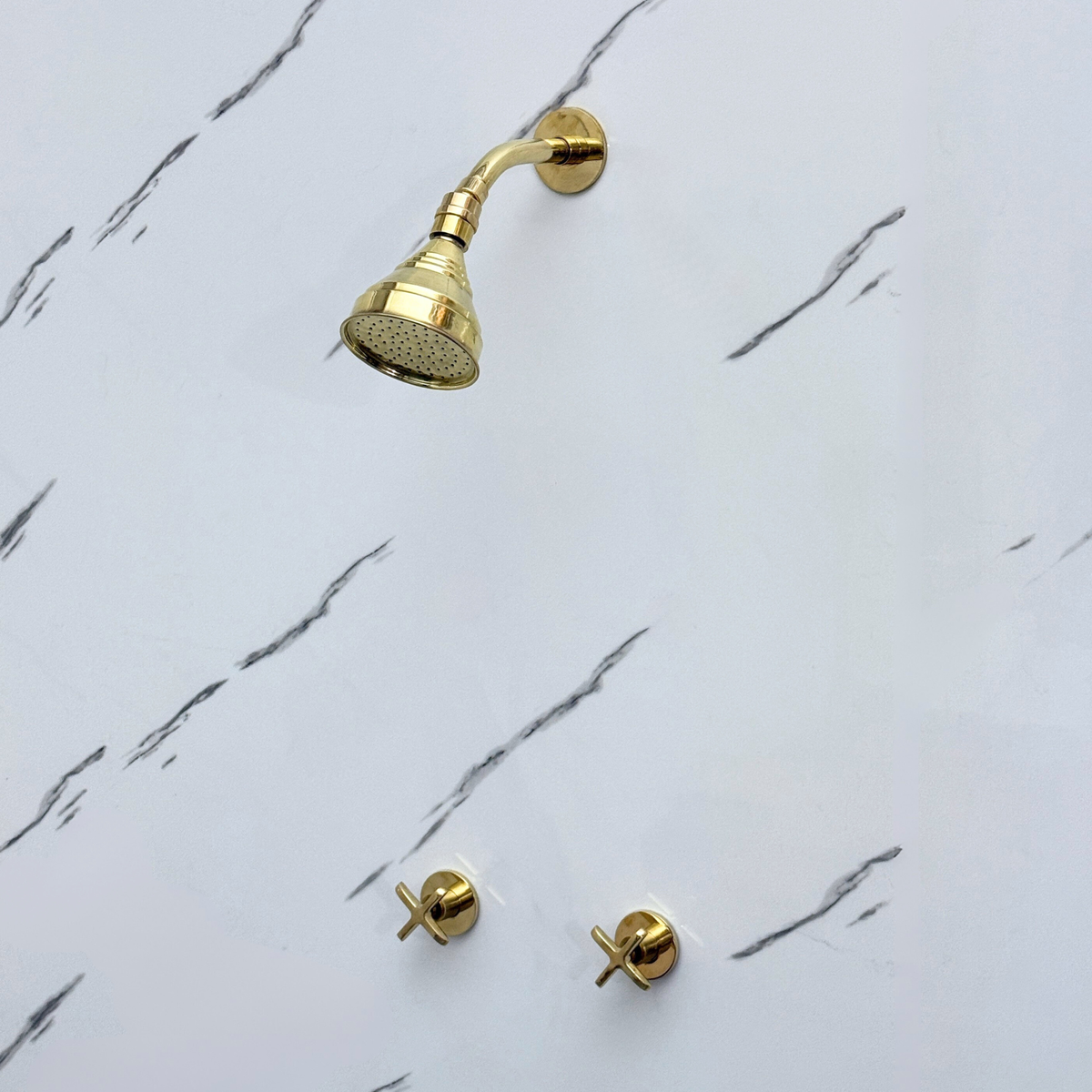 Unlacquered Brass Round Rain Shower System