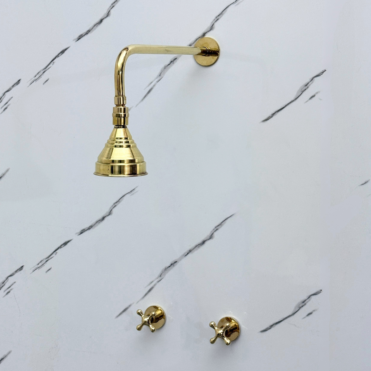 Unlacquered Brass Adjustable Round Rain Shower System