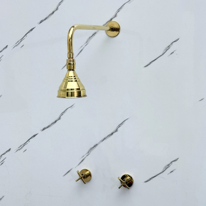 Unlacquered Brass Adjustable Round Rain Shower System