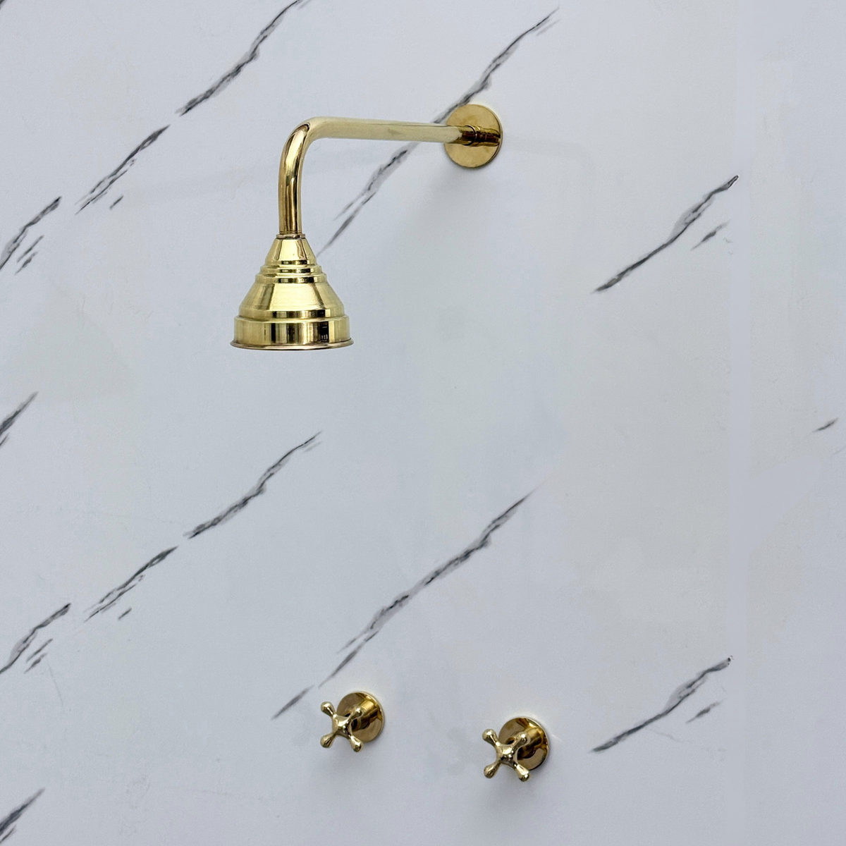 Unlacquered Brass Adjustable Round Rain Shower System