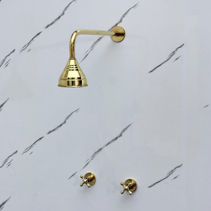 Unlacquered Brass Adjustable Round Rain Shower System
