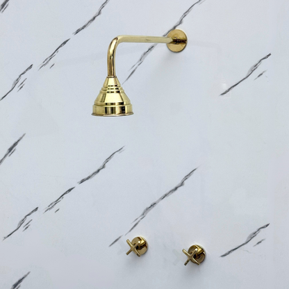 Unlacquered Brass Adjustable Round Rain Shower System