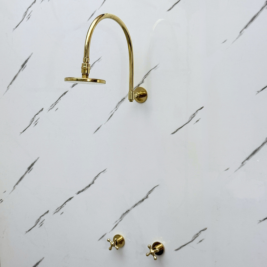 Unlacquered Brass Adjustable Flat Round Rain Shower System
