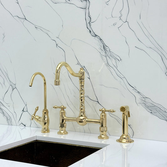 Unlacquered Brass Bridge Faucet with Lever Handles
