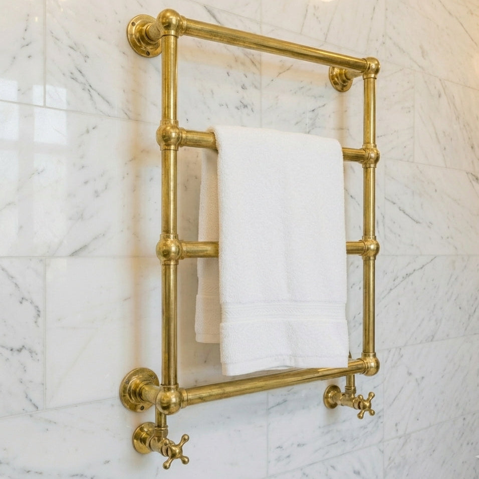 Unlacquered Brass Wall Mounted Towel Warmer Rail