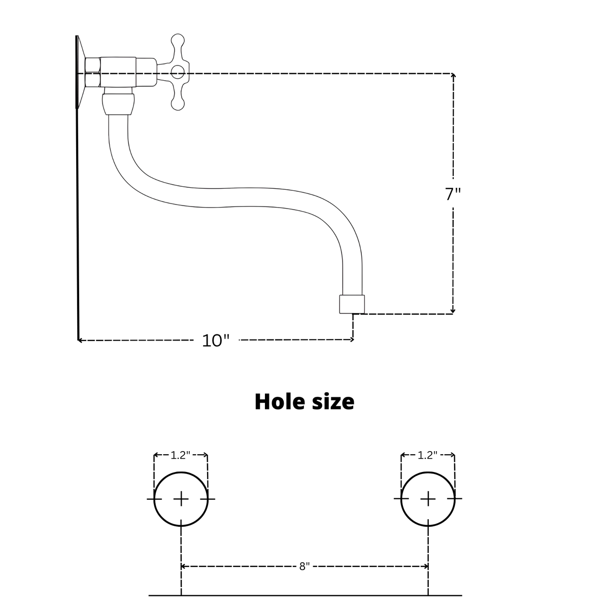 Unlacquered Brass Wall-Mount Faucet with Cross Handles – Style 15