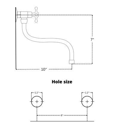 Unlacquered Brass Wall-Mount Faucet with Cross Handles – Style 15