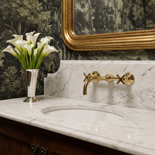 Wall-Mounted Unlacquered Brass Faucet