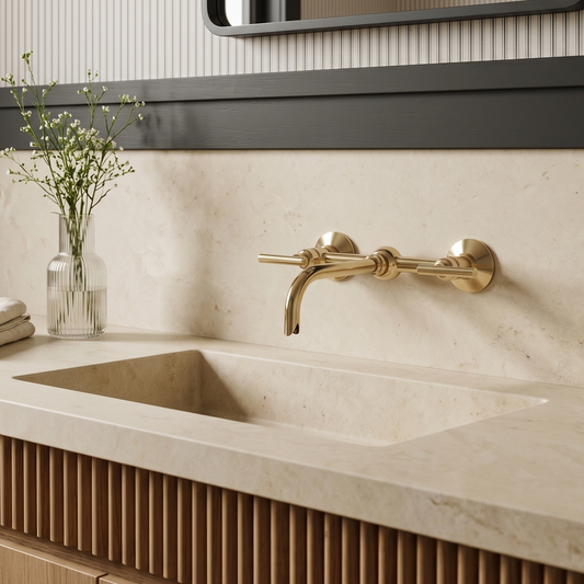 Wall-Mounted Unlacquered Brass Faucet