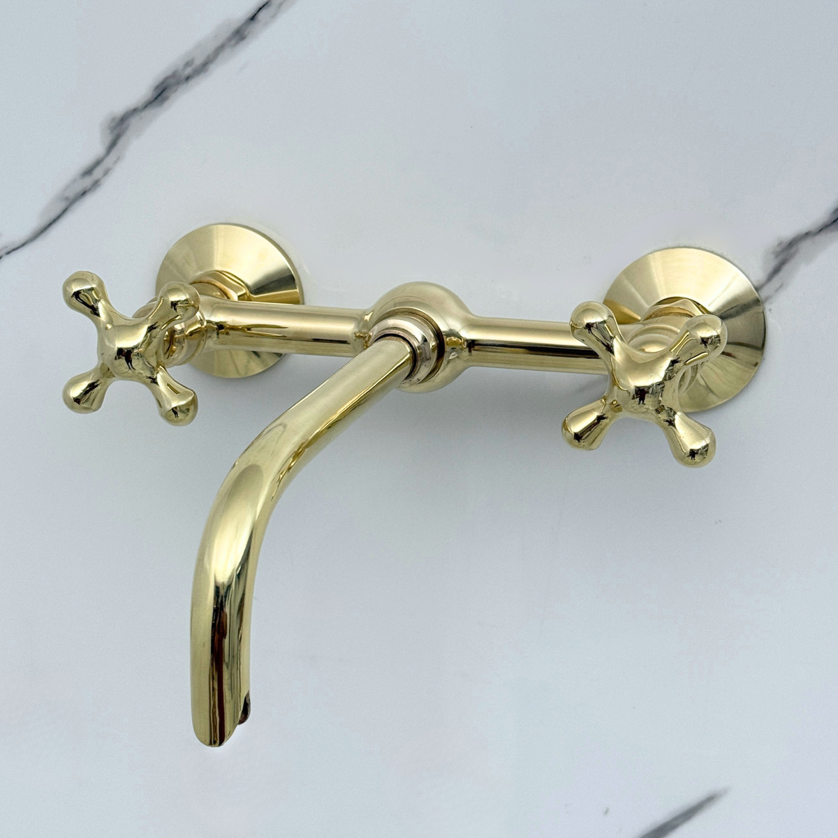 Wall-Mounted Unlacquered Brass Faucet