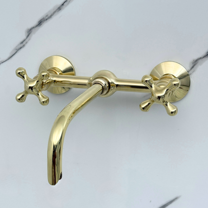 Wall-Mounted Unlacquered Brass Faucet