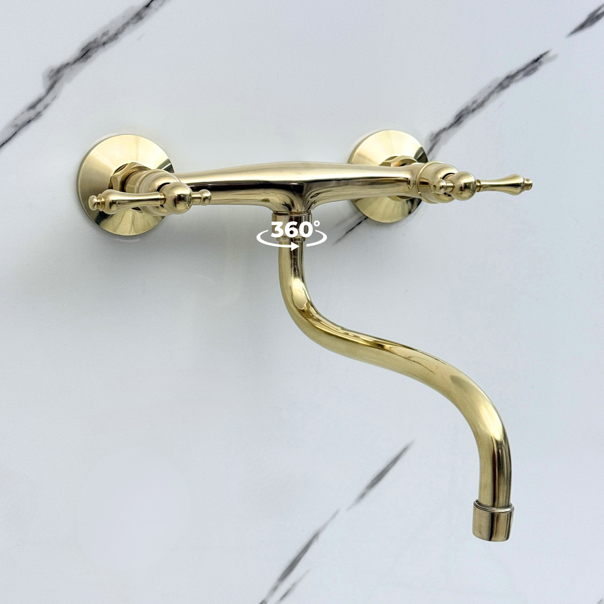 Unlacquered Brass Wall-Mount Faucet with Lever Handles –
