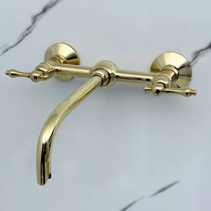 Wall-Mounted Unlacquered Brass Faucet