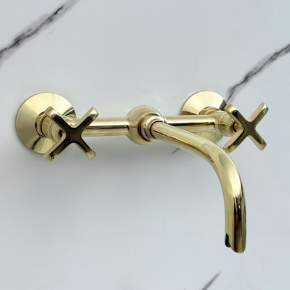 Wall-Mounted Unlacquered Brass Faucet