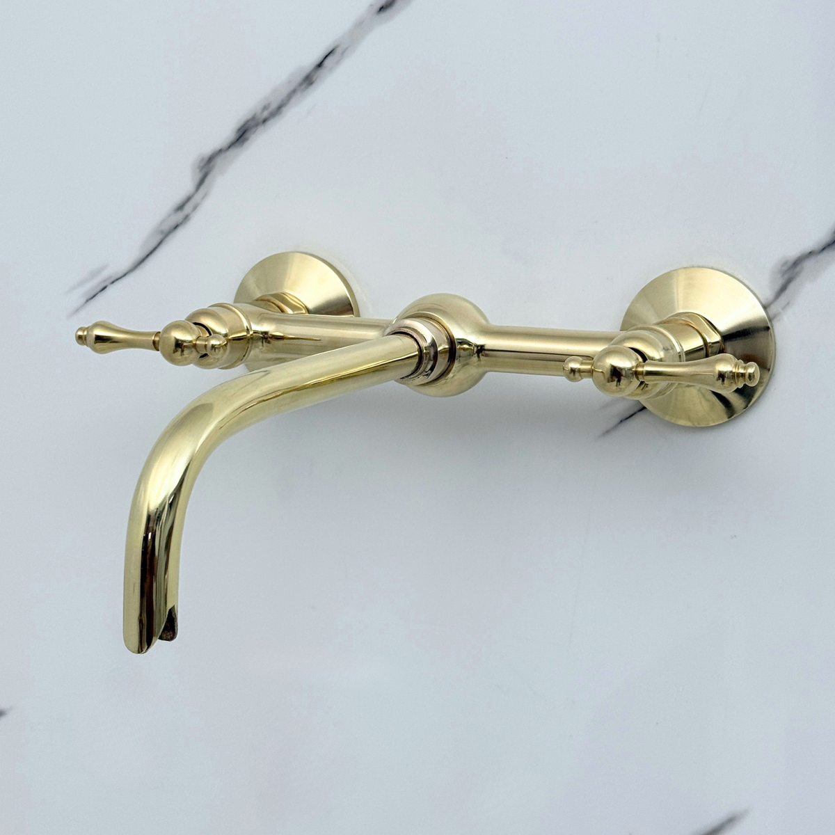 Wall-Mounted Unlacquered Brass Faucet