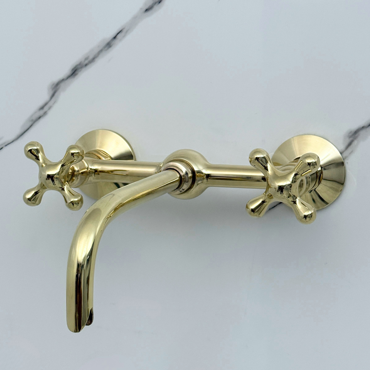 Wall-Mounted Unlacquered Brass Faucet