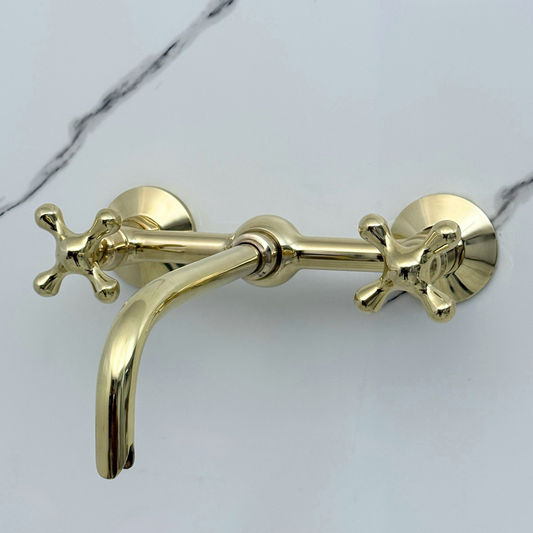 Wall-Mounted Unlacquered Brass Faucet