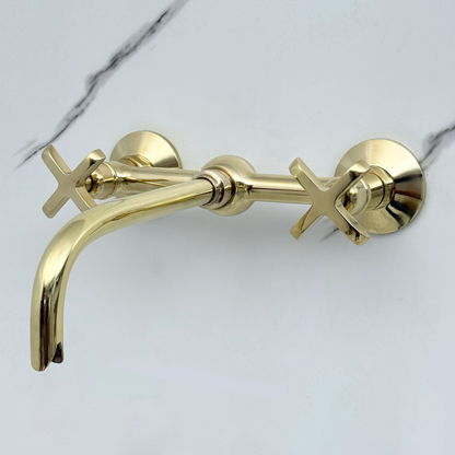 Wall-Mounted Unlacquered Brass Faucet