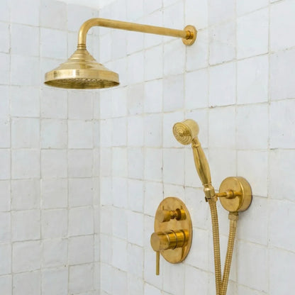 Unlacquered Brass Thermostatic Rain Shower Set