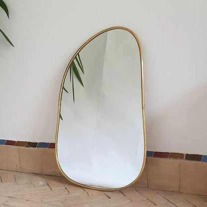 Asymmetrical Brass Framed Wall Mirror