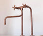 Handcrafted Hammered Copper kitchen Faucet with Dual Cross Handles