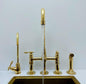 Luxury Brass Bridge Kitchen Faucet with Side Sprayer & Drinking Tap