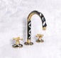 WOOD & BRASS DECK MOUNTED BRASS BATHROOM FAUCET
