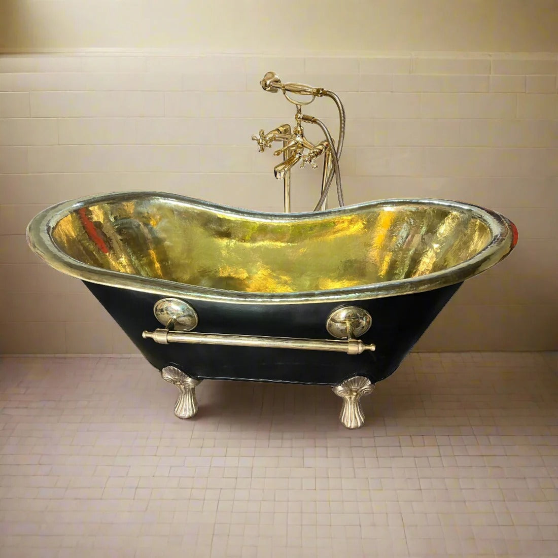 Solid Brass Black Clawfoot Bathtub