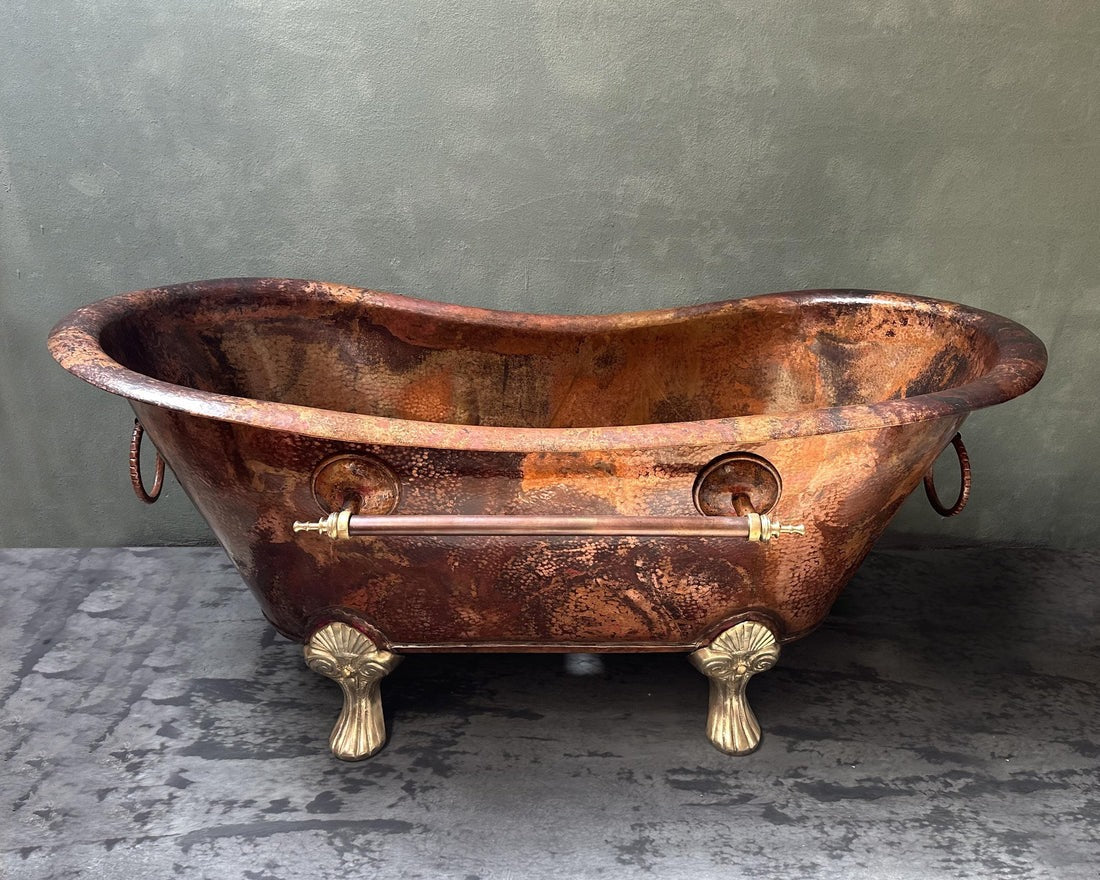 Antique Copper Clawfoot Bathtub – Handcrafted Solid Copper Tub