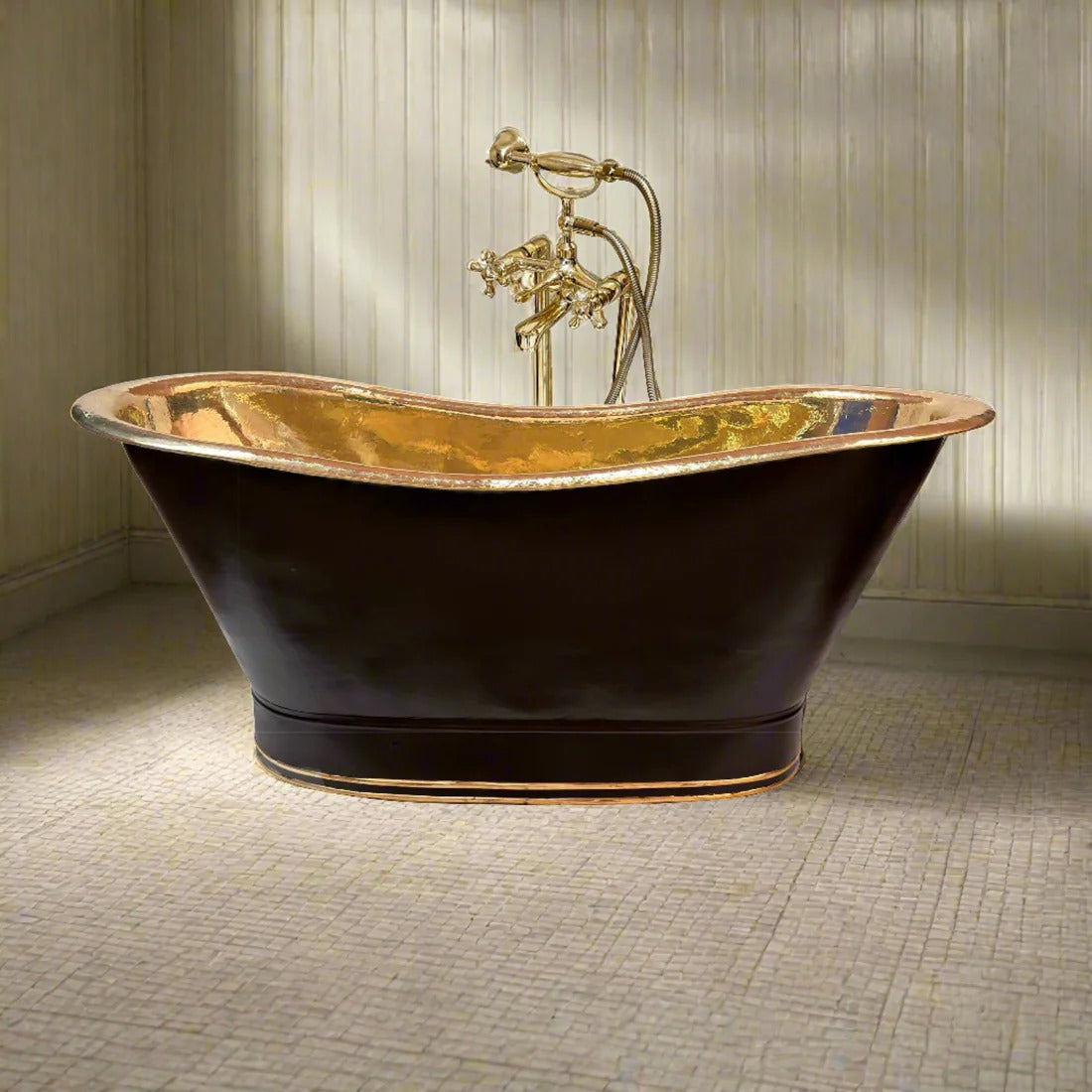 Luxury Black & Brass Freestanding Bathtub
