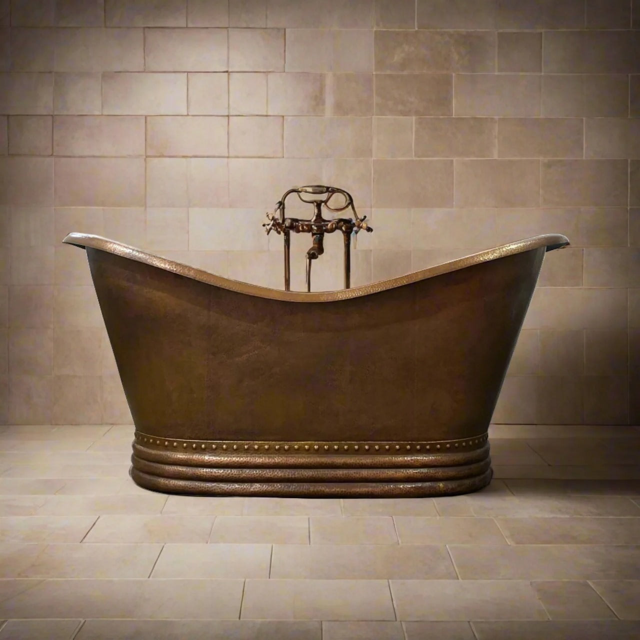 Solid Brown Copper Bathtub - Brown Copper Soaking Tub