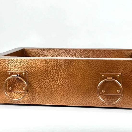 Handmade Copper Farmhouse Sink with Decorative Handles – Hammered Finish