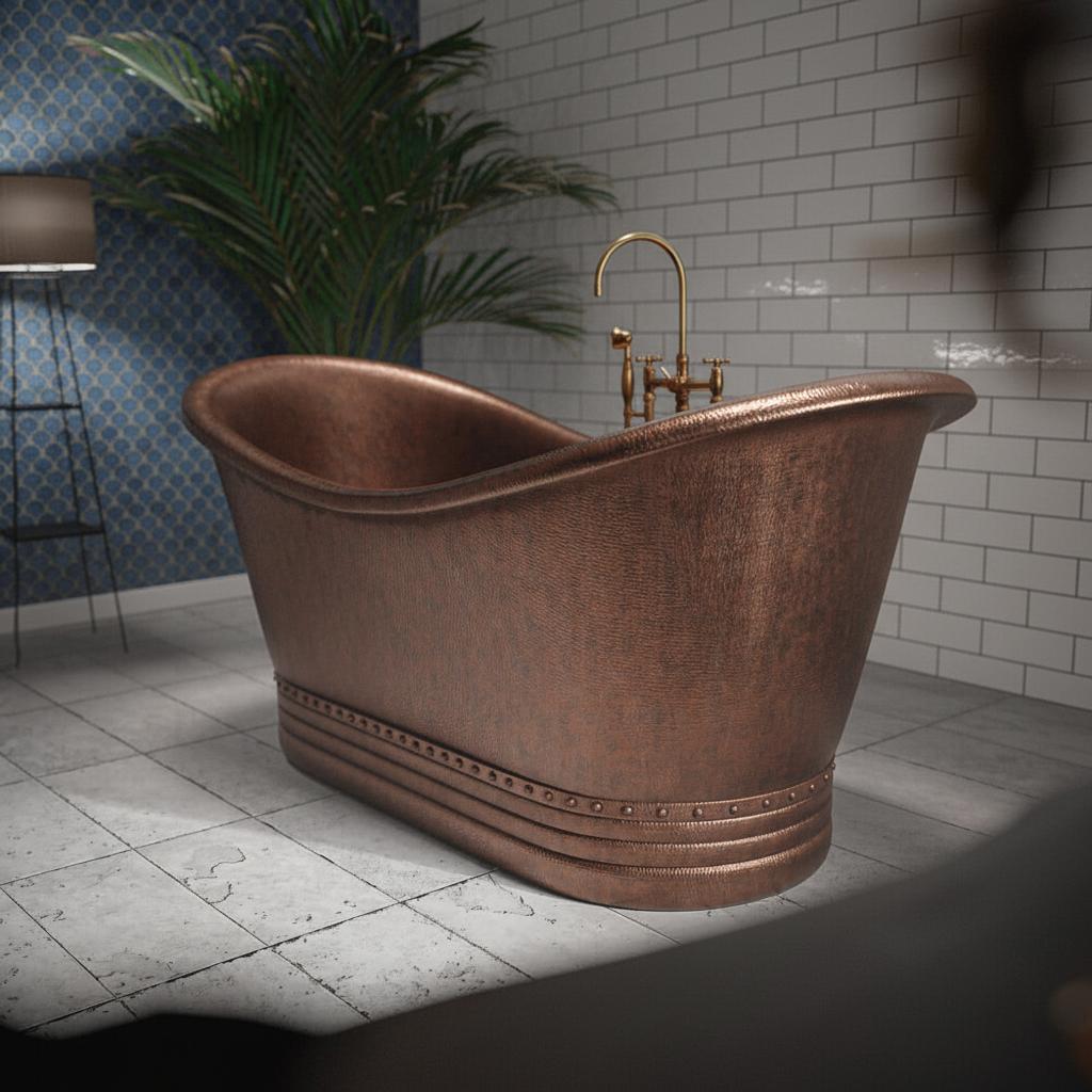 Medium Copper Freestanding Slipper Bathtub