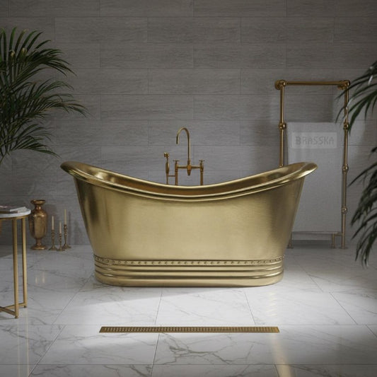 Luxury Unlacquered Brass Freestanding Bathtub | Handmade Solid Brass Soaking Tub for Modern & Vintage Bathrooms by BRASSKA