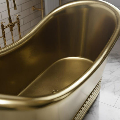 Luxury Unlacquered Brass Freestanding Bathtub | Handmade Solid Brass Soaking Tub for Modern & Vintage Bathrooms by BRASSKA