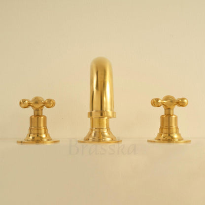 Unlacquered Brass Deck Mount Lavatory Faucet