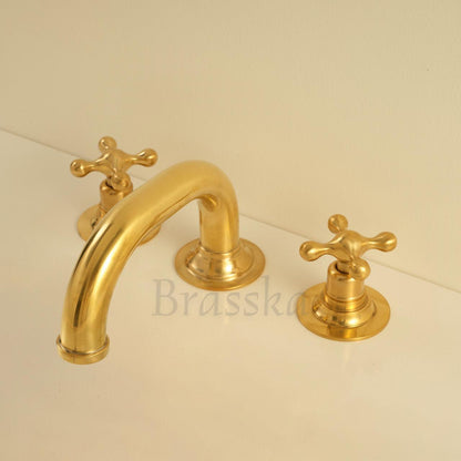 Unlacquered Brass Deck Mount Lavatory Faucet