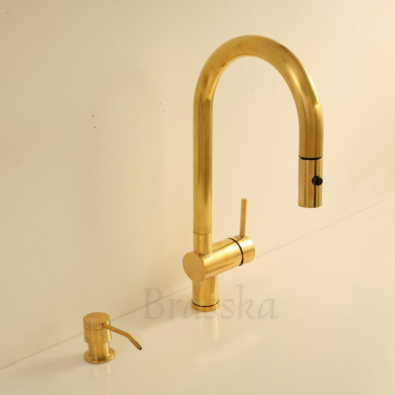 Brass Pull-Down Kitchen Faucet